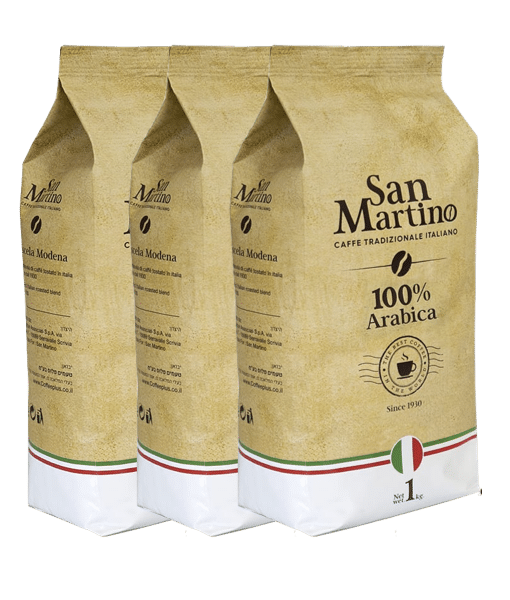 3 ק״ג פולי קפה San Martino סן מרטינו 100% ערביקה איטליה
