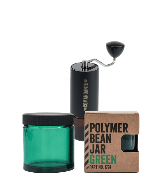 צנצנת פולי קפה פולימרית בצבע ירוק למטחנת Comandante
